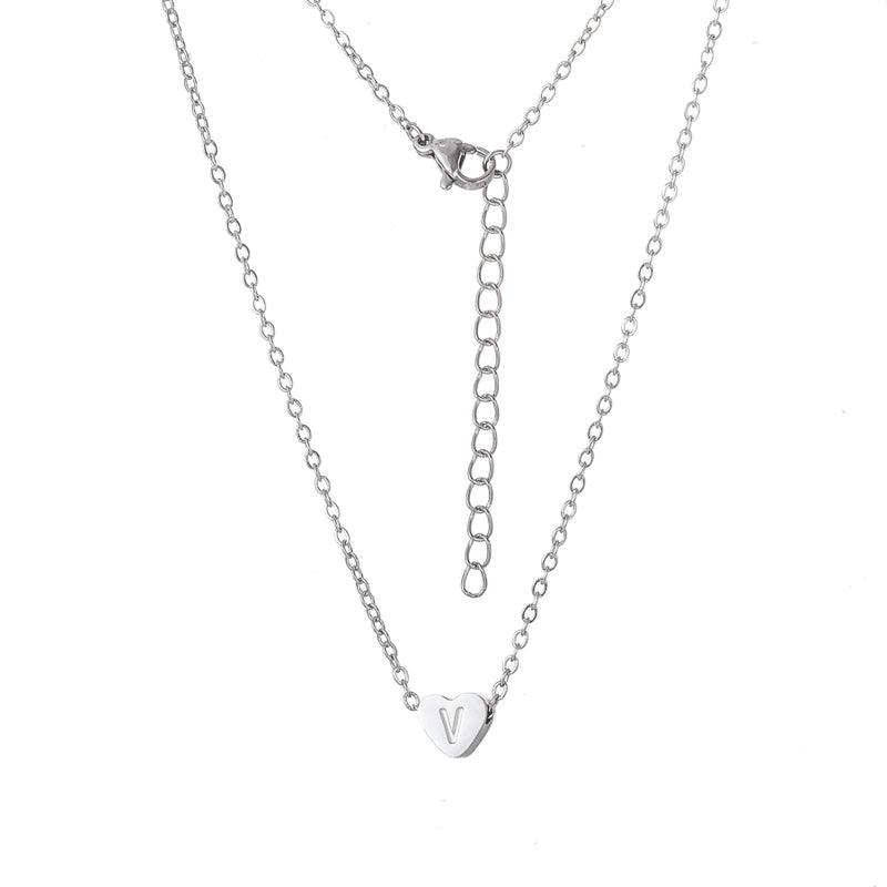 Stainless Steel Titanium Steel 18K Gold Plated Minimalist Letter Heart Shape None Pendant Necklace