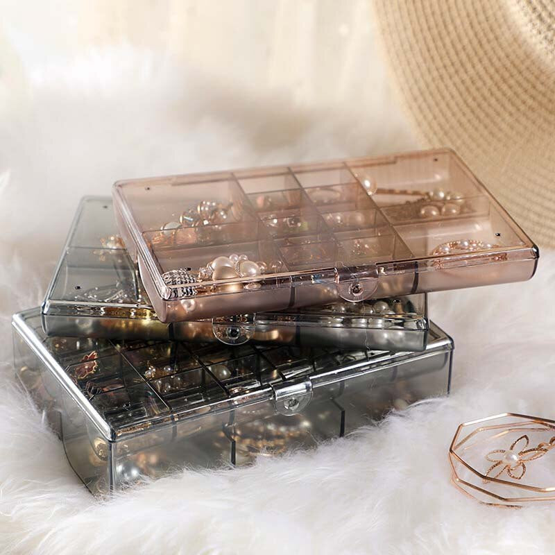 Jewelry Storage Box Jewelry Organizer Earrings Nail Polish Hair Accessories Display Compartment Plastic Box With Lid