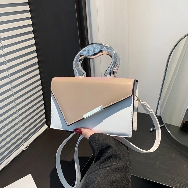 Women's Pu Leather Color Block Elegant Flip Cover Handbag