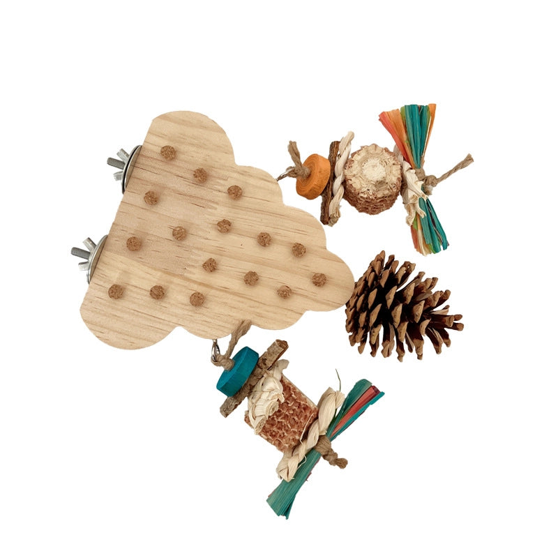 Parrot Toy Plug-out Platform Relief Entertainment Peony Xuanfeng Bird Toy Grinding Mouth Wooden Pine Nut Nibbling String Combination