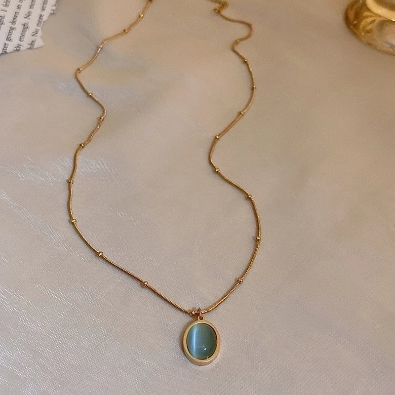 Minimalist Geometric Alloy Titanium Steel Plating Inlay Artificial Pearls Turquoise Rhinestones Necklace