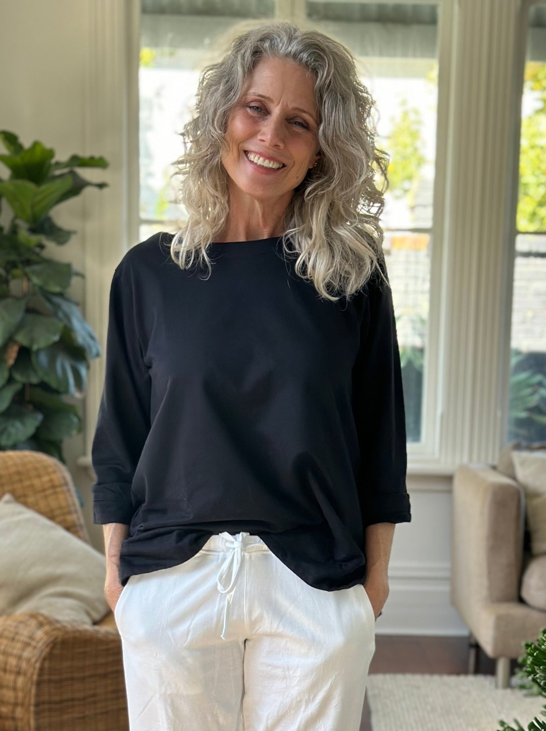 april top - black cotton knit
