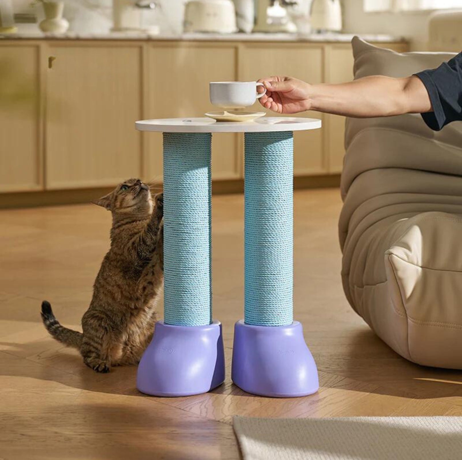 MAKESURE 3-in-1 Cat Scratcher. Bed. and Side Table - Stylish Feline Furniture