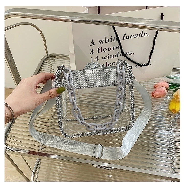 Women's Medium PVC Solid Color Basic Magnetic Buckle Shoulder Bag