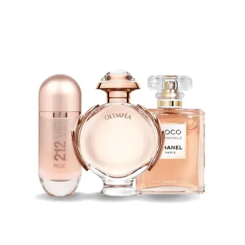 3 Perfumes Carolina Herrera 212 VIP ROSÉ. Paco Rabanne OLYMPÉA e Chanel COCO MADEMOISELLE 100ml