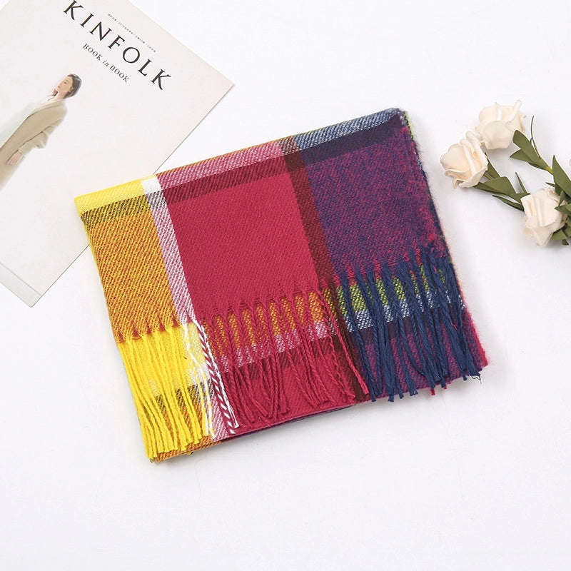 Women's Minimalist Classic Style Color Block Imitation Cashmere Scarf