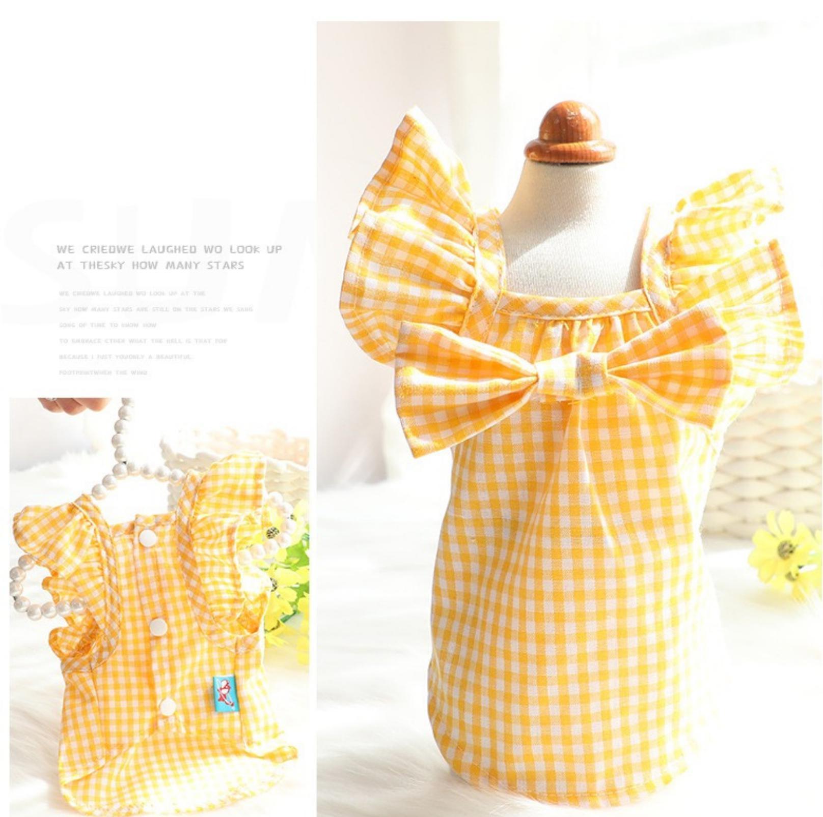 Pet Yellow Checkered Dress