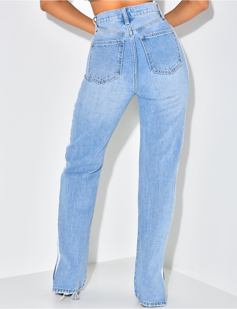 Lana long straight jeans met split
