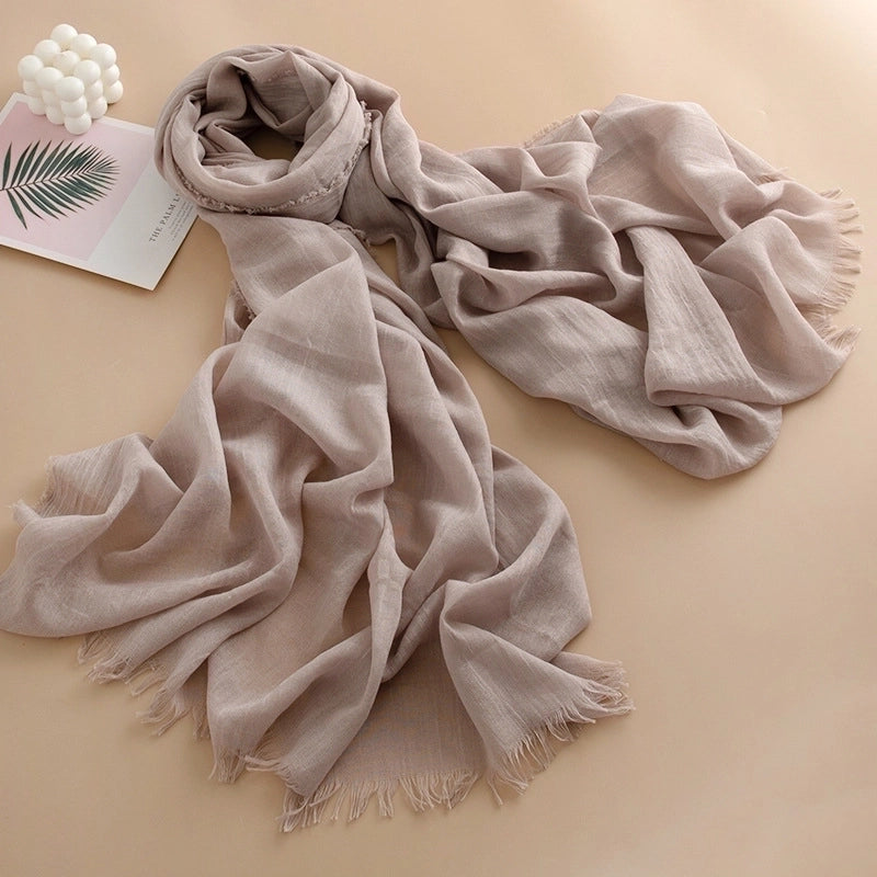 Spring And Summer New Solid Color Thin Scarf High Sense Female All-Matching Long Air Conditioning Shawl Sunscreen Scarf Scarf