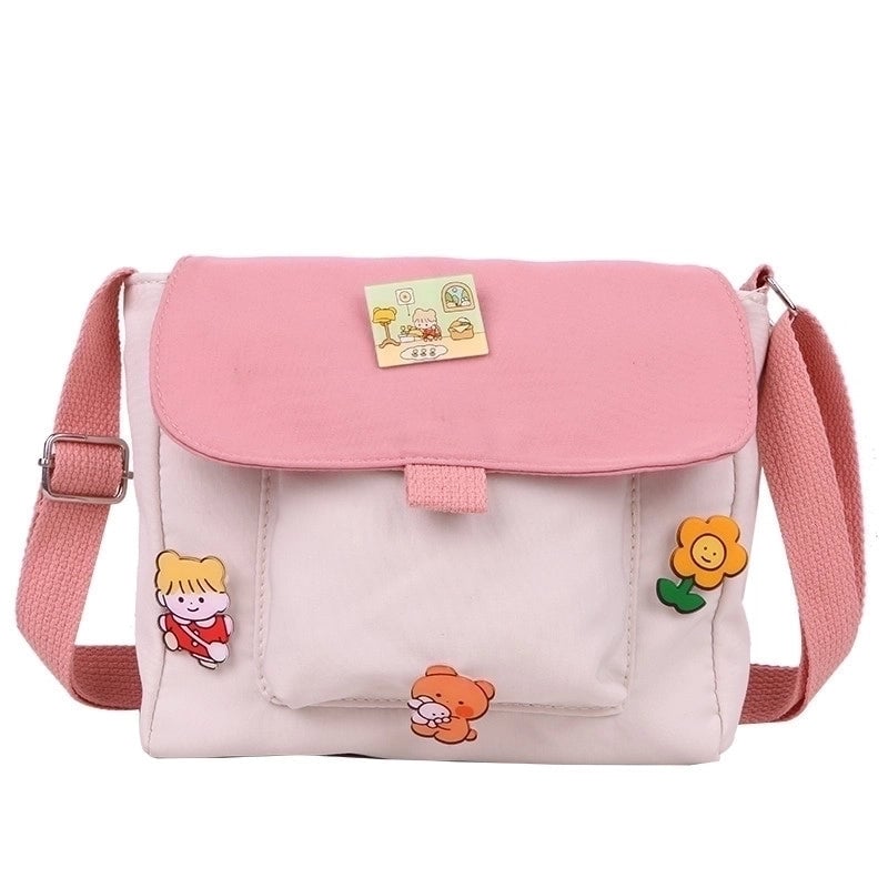 Women's Medium Oxford Cloth Color Block Streetwear Square Fastener Crossbody Bag