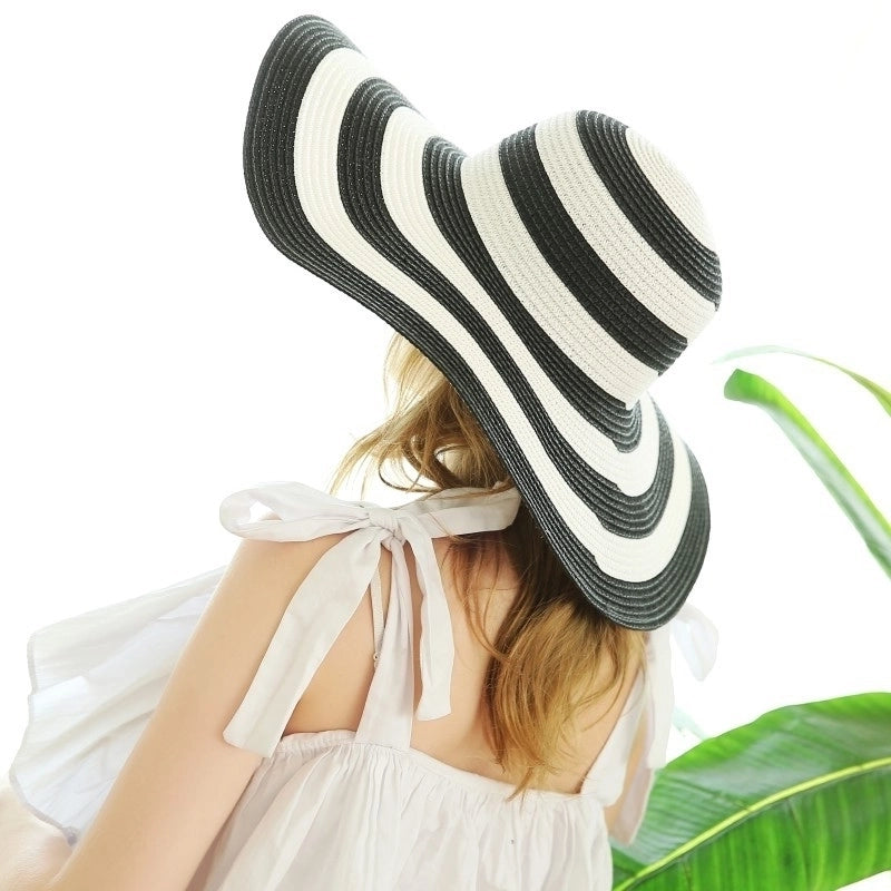 Women's Minimalist Stripe Big Eaves Sun Hat