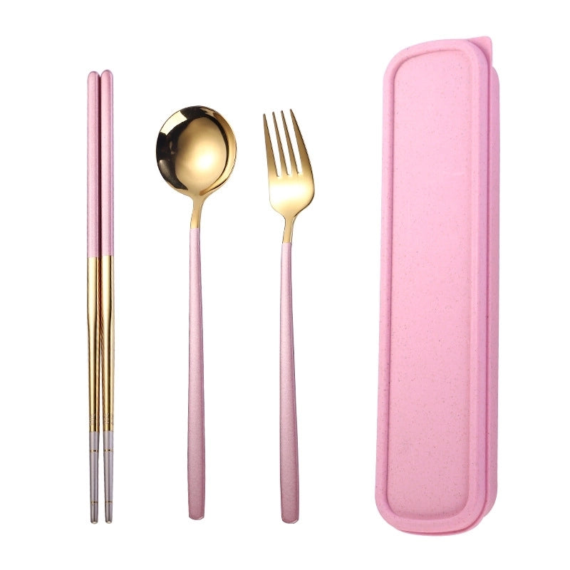 Fashion Solid Color Stainless Steel Tableware 1 Set