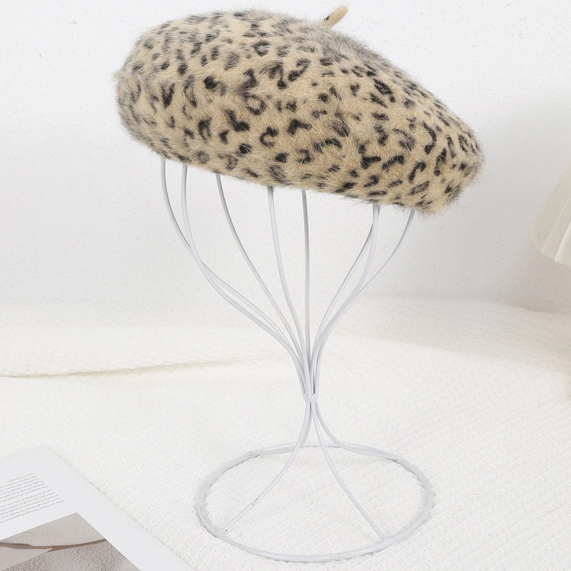 Women's Casual Elegant Korean Style Leopard Eaveless Beret Hat