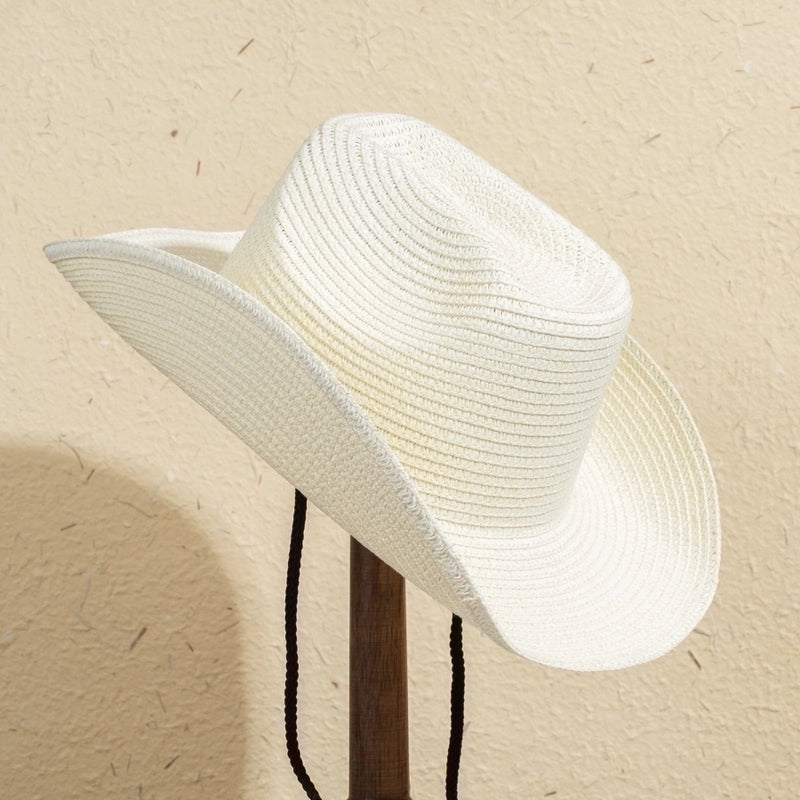 Unisex Casual Solid Color Wide Eaves Straw Hat