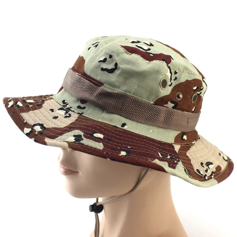 Adults Casual Solid Color Camouflage Flat Eaves Bucket Hat