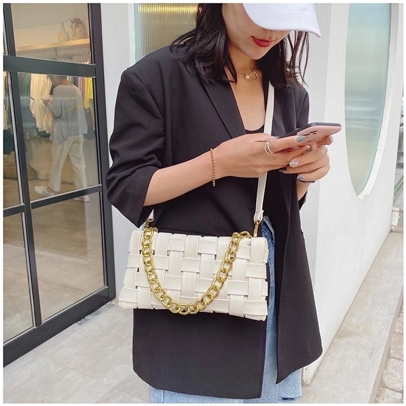 Single Shoulder Crossbody Woven Square Small Bag