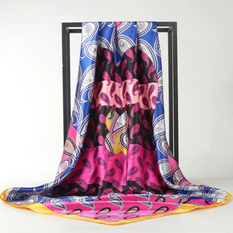 Women's Minimalist Cashew Nuts Satin Printing Silk Scarf Kerchief