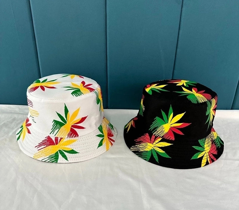 Unisex Casual Minimalist Plant Printing Wide Eaves Bucket Hat