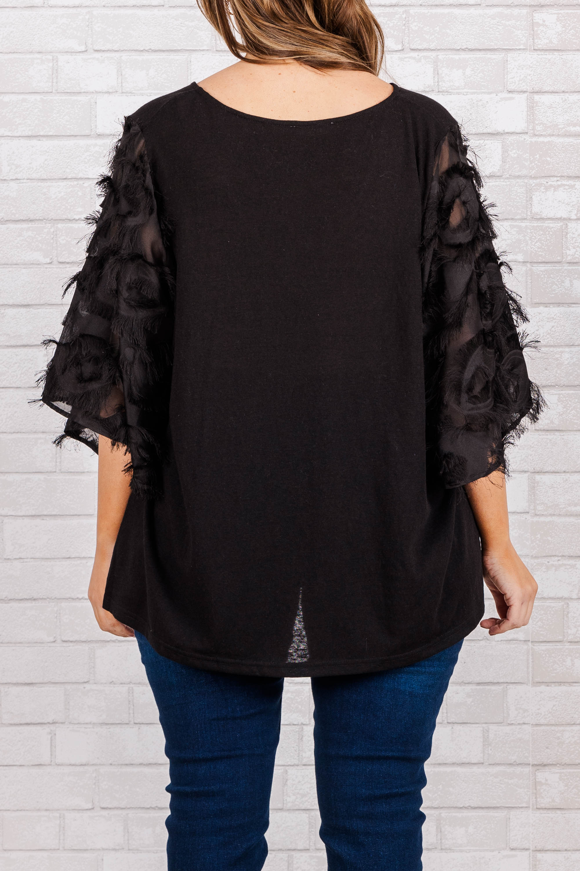 Feathered Delight Top. Black