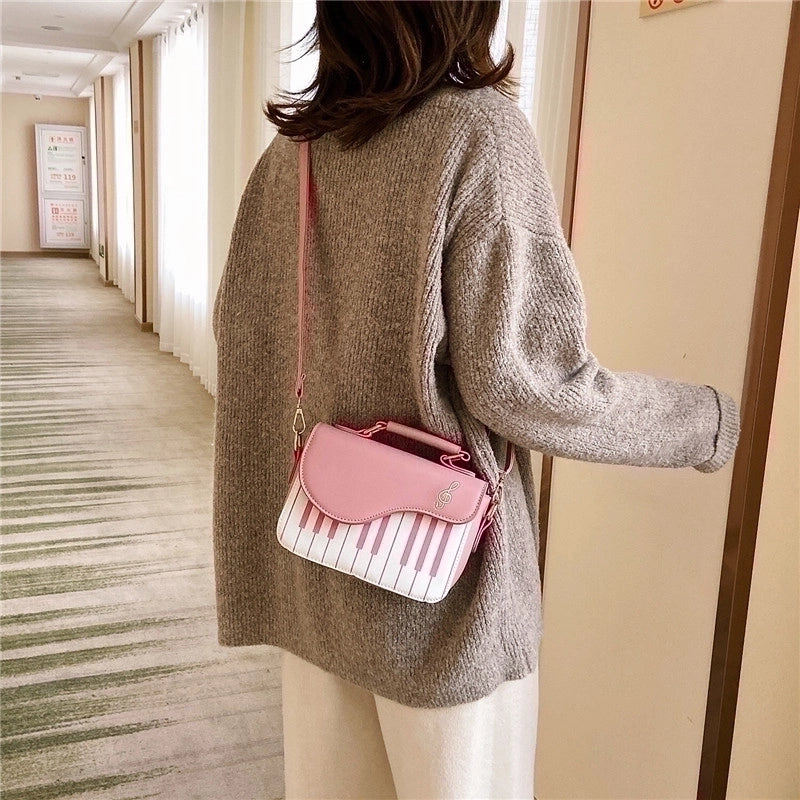 Women's Medium Pu Leather Color Block Elegant Classic Style Square Flip Cover Shoulder Bag Handbag Crossbody Bag