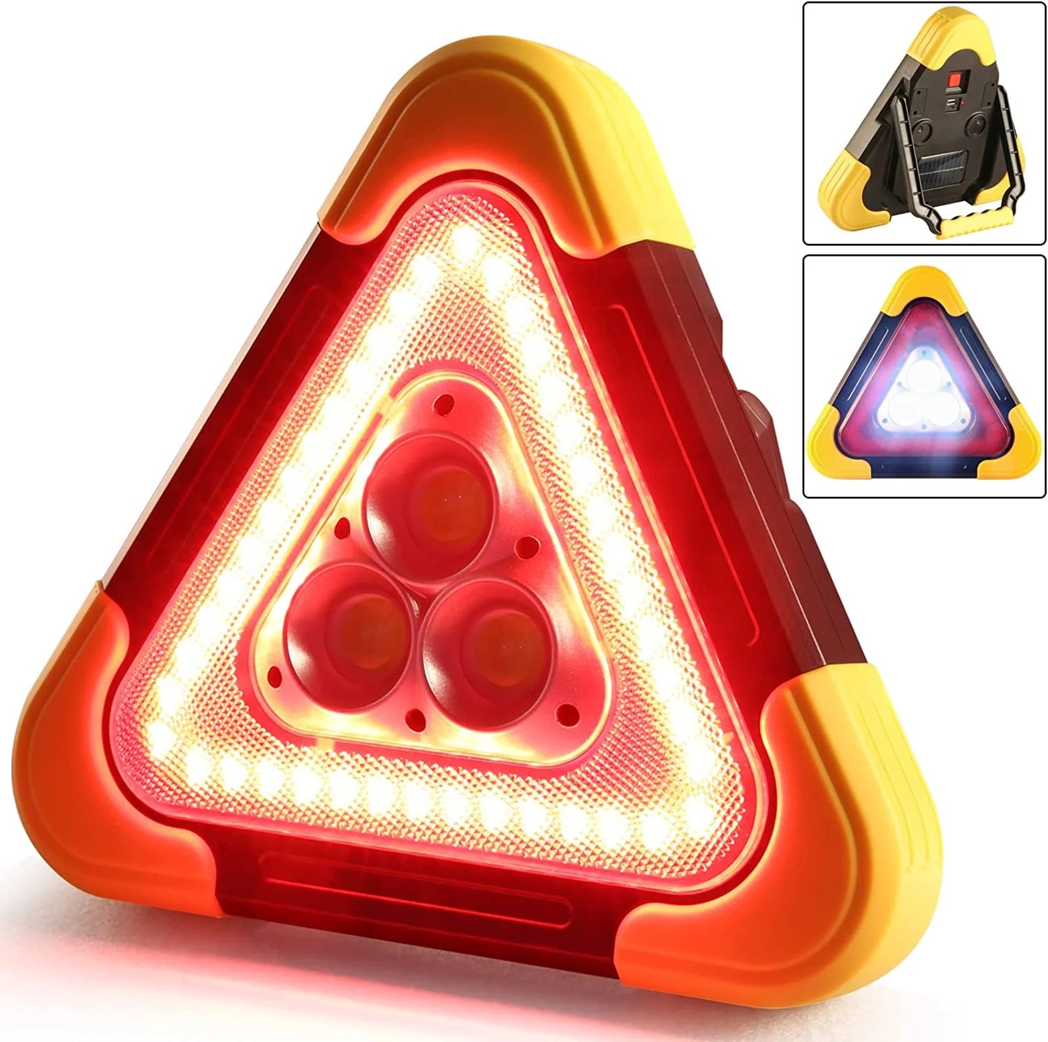 2-IN-1 Solar Emergency Triangular Roadside Warning Light