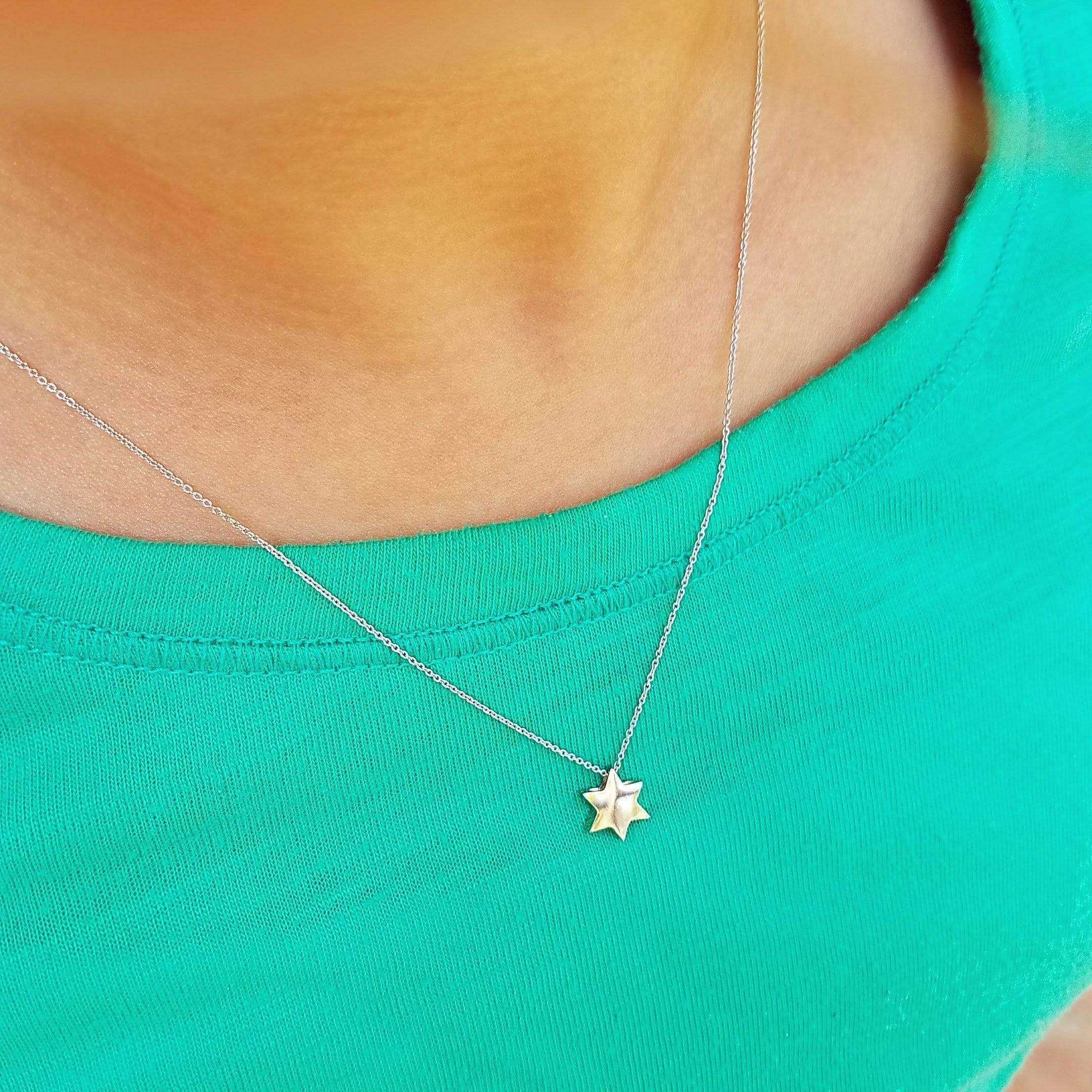 14k Gold Star of David Necklace - Gold. White Gold or Rose Gold