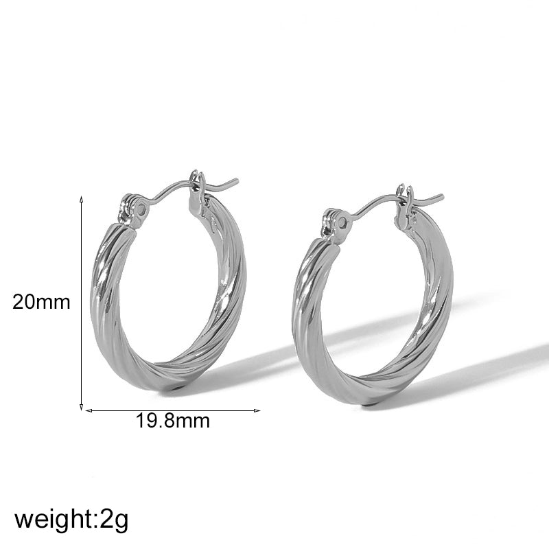 1 Pair Minimalist Circle Plating 304 Stainless Steel Hoop Earrings