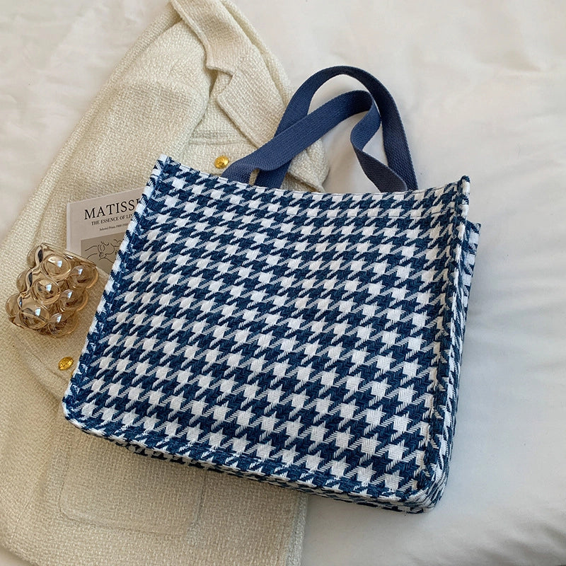 Women's Large Canvas  Vintage Style Square Open Shoulder Bag Tote Bag