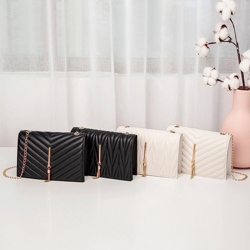 Fashion Women's Crossbody Small Square V Pattern Plaid Pillow Bag