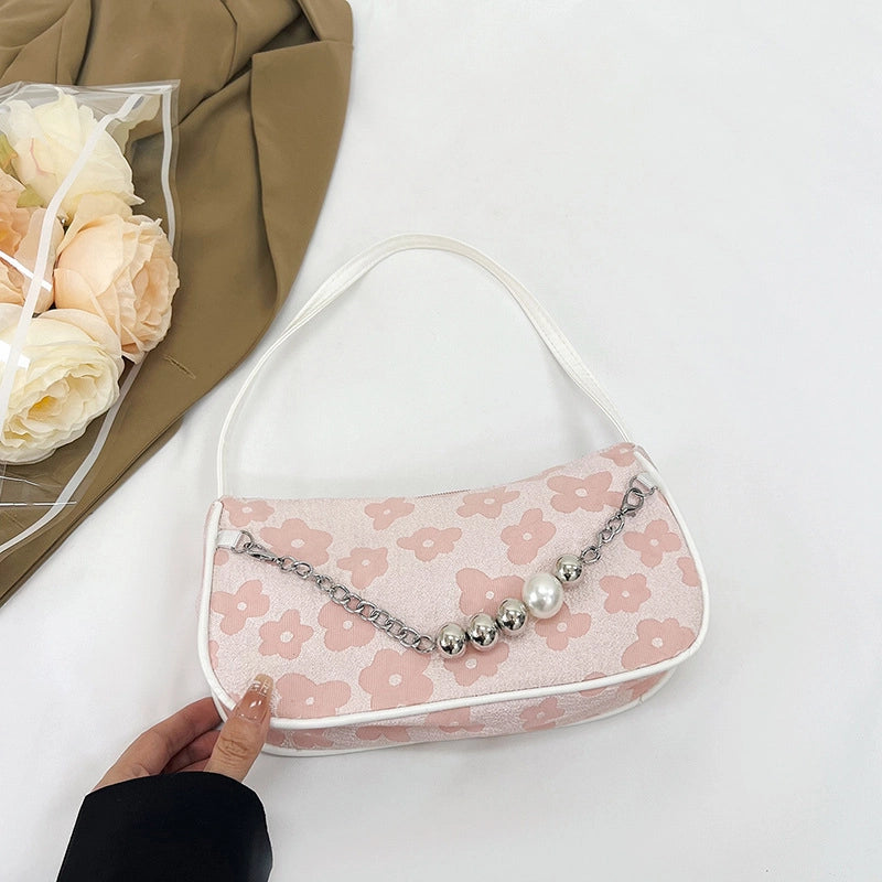 Shoulder Bag Women's Summer Crossbody Bag Underarm Bag New Bag Printed Pleated Small Straddle Bag