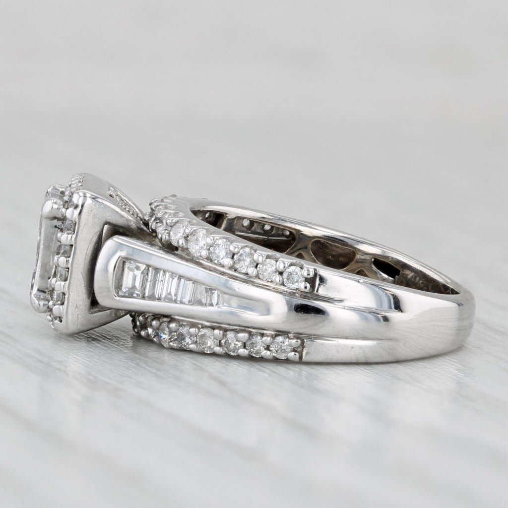 0.72ctw Diamond Halo Engagement Ring Soldered Bridal Set 10k White Gold Size 4.5