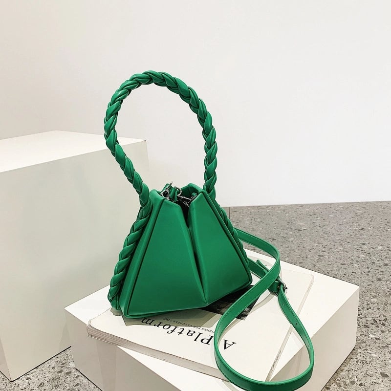 Artificial Leather Solid Color Fashion Magnetic Buckle Bucket Bag