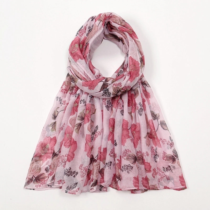 Women's Retro Lady Printing Rose Rayon Polyester Printing And Dyeing Printing Dyeing Scarf Shawl Hijab