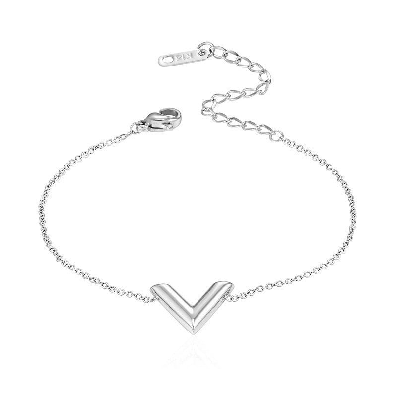 Minimalist V Shape Titanium Steel Plating Bracelets Necklace
