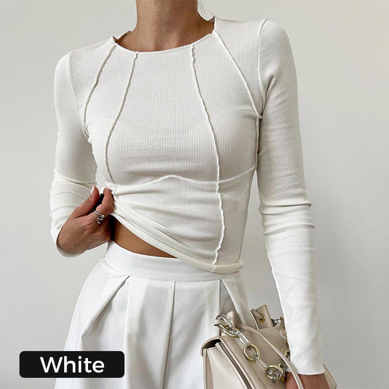 🍃Solid Color Round Neck Slim Knit Top