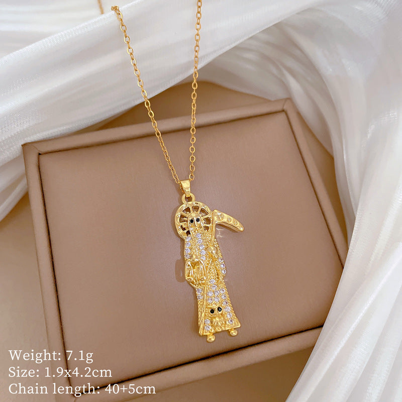 Copper Micro-Inlaid Necklace For Women Copper Micro-Inlaid Real Gold Electroplating Simple Ins Exquisite Clavicle Chain Neck Chain