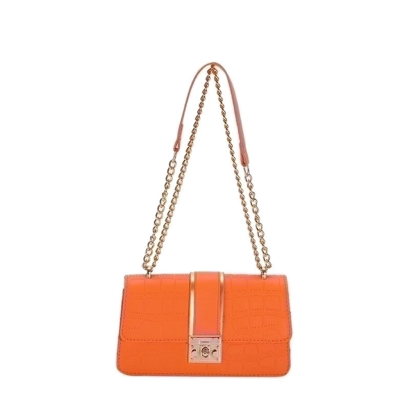 Women's Pu Leather Solid Color Vintage Style Square Magnetic Buckle Shoulder Bag Square Bag Chain Bag