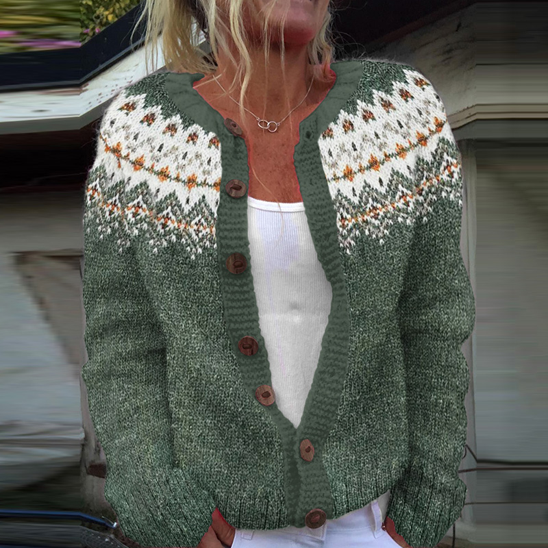 Fairman Island Snowflake Contrast Sweater Cardigan