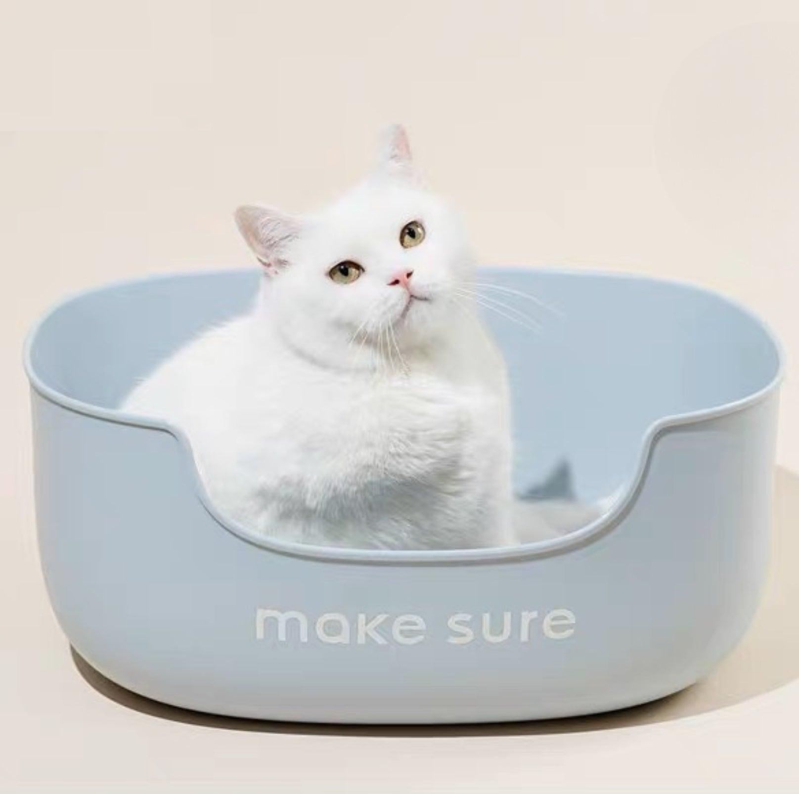 Makesure Open Cat Litter Tray Cat Litter Box  (Litter mat included)