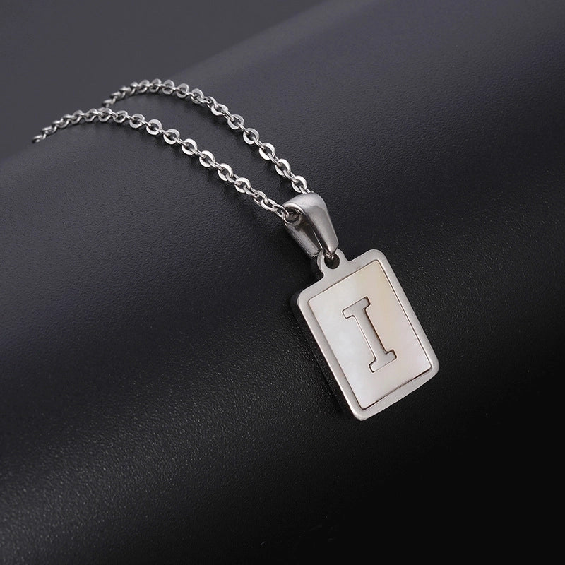 Minimalist Letter Rectangle 304 Stainless Steel Titanium Steel Shell 18K Gold Plated Plating Pendant Necklace