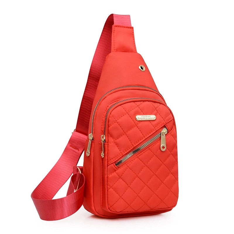 Chest Bag Women's New Korean-style Crossbody Bag Girls' Sports Chest Bag Street Oxford Cloth Simple Chest Bag