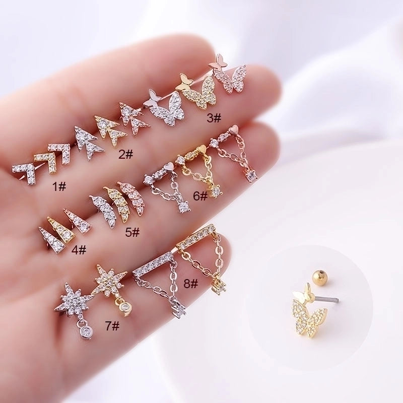 Ear Cartilage Rings & Studs Geometric 316L Stainless Steel  Copper Plating