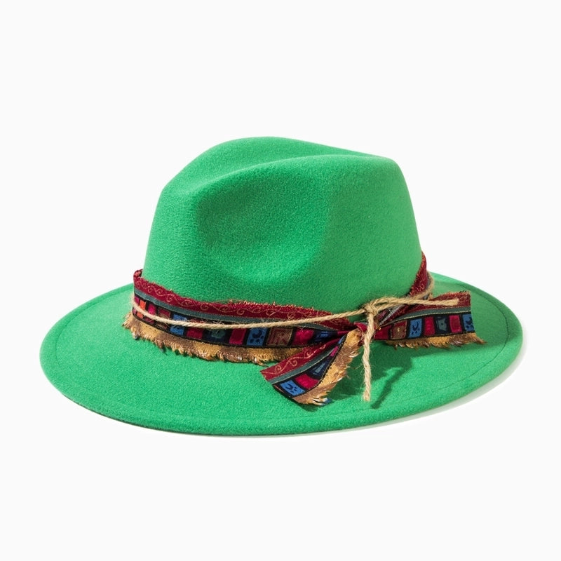Unisex Casual Elegant Solid Color Flat Eaves Fedora Hat