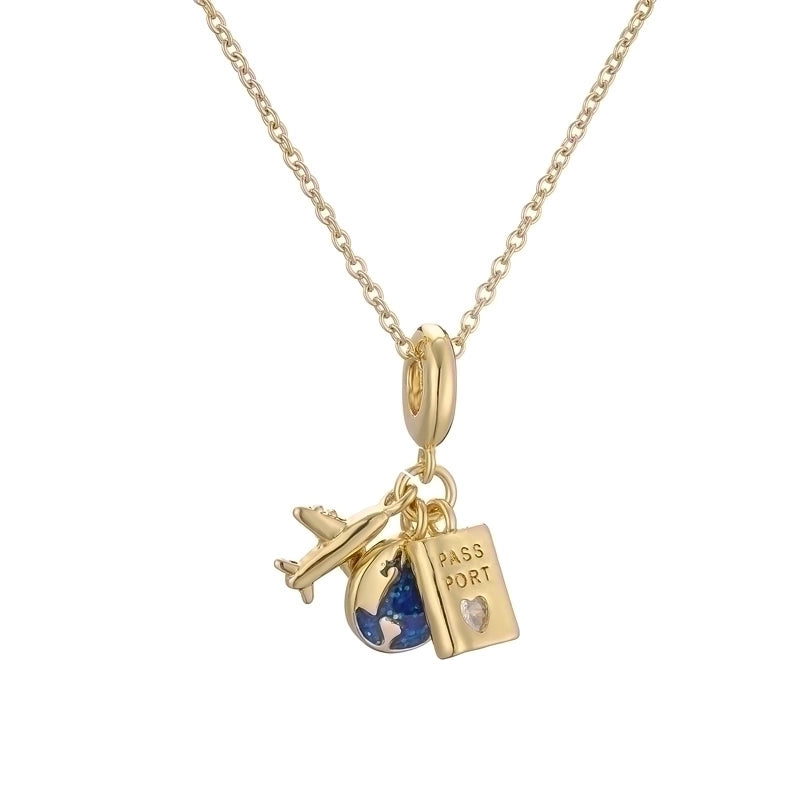 Ig Style Minimalist Animal Key Copper Plating Inlay Zircon Gold Plated Pendant Necklace