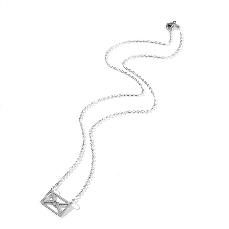 Minimalist Letter Stainless Steel Metal Pendant Necklace