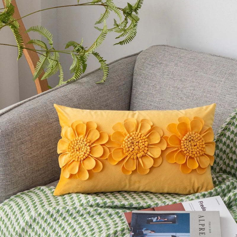 Cute Letter Flower Dutch Velvet Throw Pillow Pillow Cases Couch & Sofa Decor