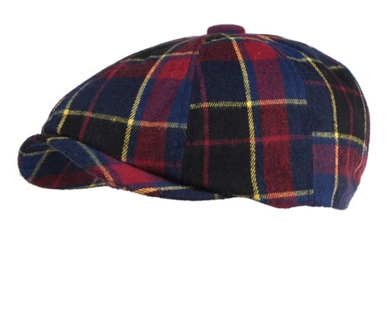 Men's Basic Retro British Style Plaid Curved Eaves Beret Hat