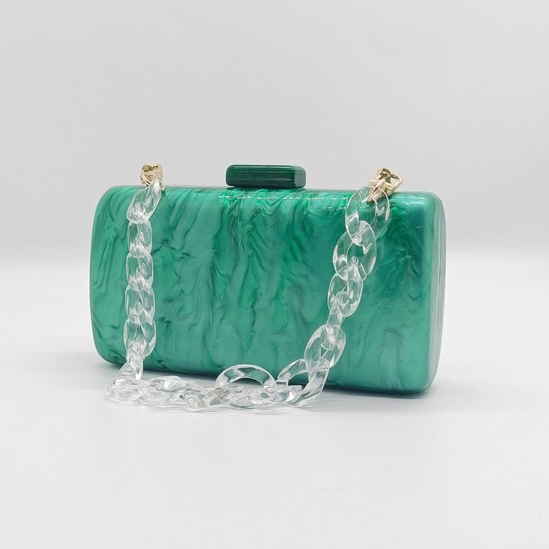White Purple Green Arylic Solid Color Square Evening Bags