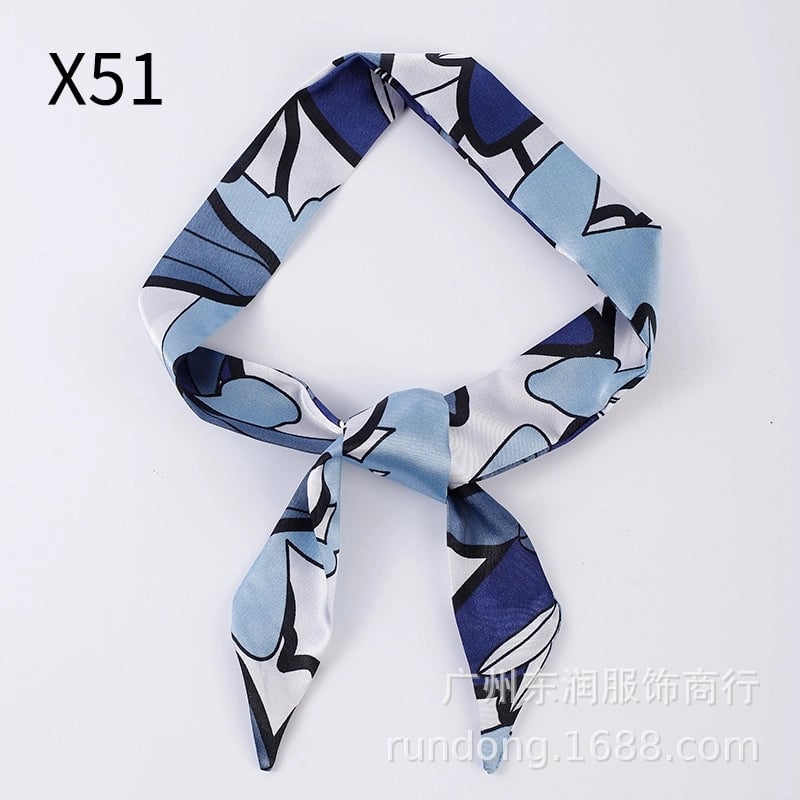 Silk Scarf Long Beveled Small Silk Scarf Double-layer Hair Belt Ribbon Decoration Tie Bag Hand Gift Box Silk Scarf