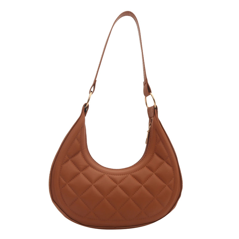 Women's Small Pu Leather Solid Color Streetwear Dumpling Shape Zipper Shoulder Bag Underarm Bag